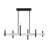 6 Light Black Large Linear Chandelier With Brushed Nickel Accents