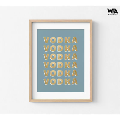 Vodka By CAD Designs, Vodka Sign Poster Print, Gold Letters Vodka Sign Decor, Strong Drink Bar Wall Art, Modern Bar Vodka Decorations