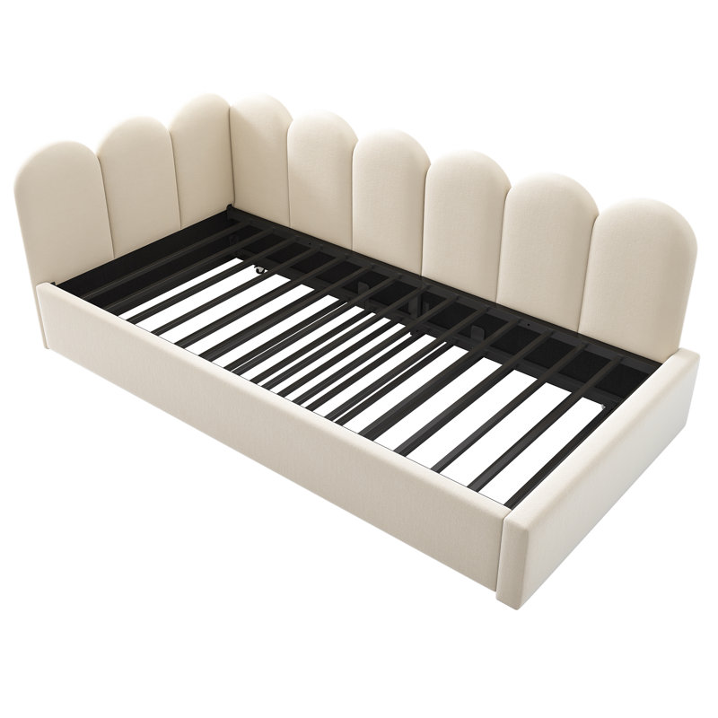 Solid Wood Daybed with Trundle, Beige
