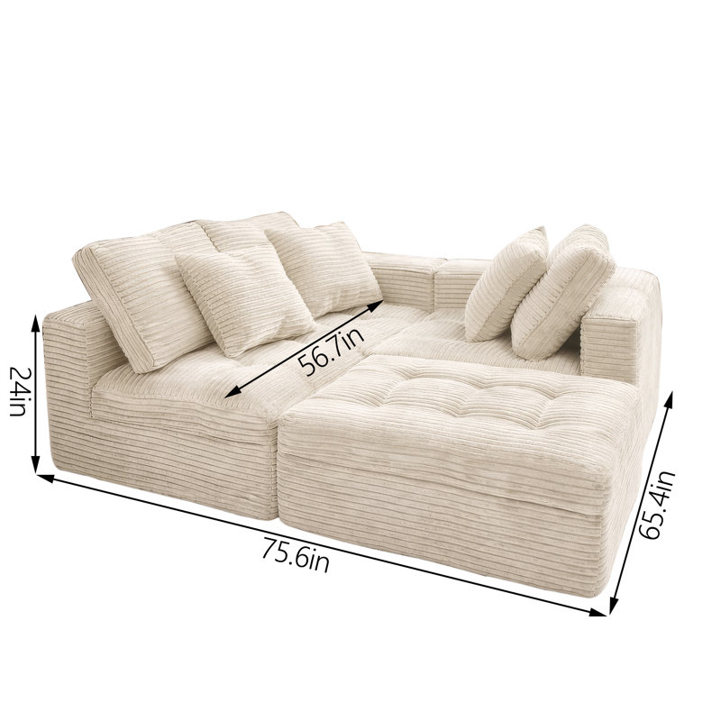 Canapé modulaire Boneless, Velours beige