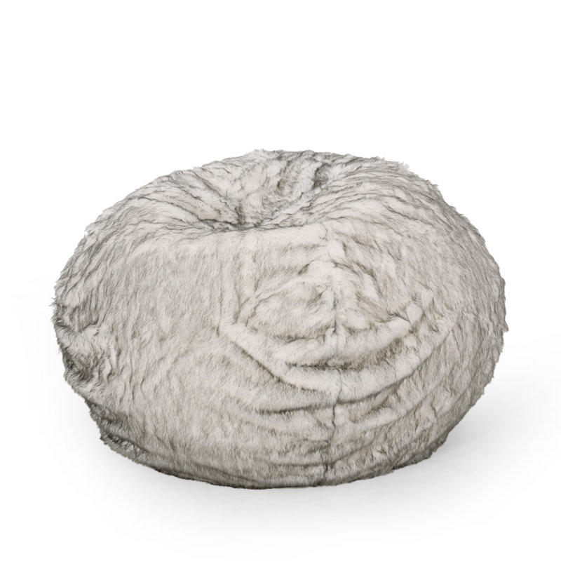 Margot Classic Bean Bag, White/Gray Streaks Faux Fur