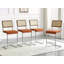Ensemble de tabourets de bar tissés naturels 4 pièces avec dossier en bois massif Tabouret de comptoir de style médiéval moderne de 25 pouces avec pieds en métal chromé.