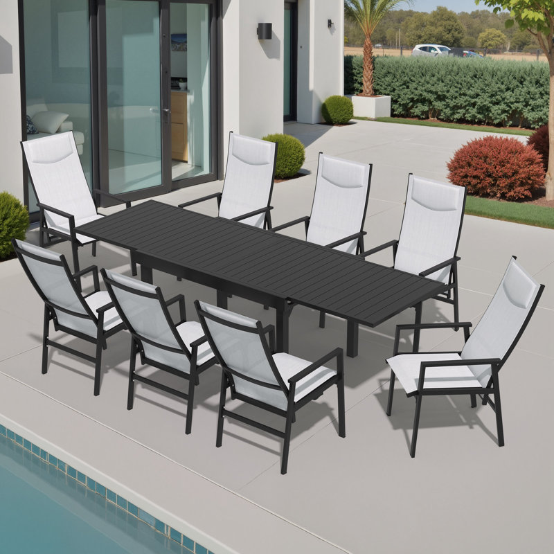 4 - 12 Person Aluminum Extendable Outdoor Dining Table , 29.7" H x 106" L x 35.4" W