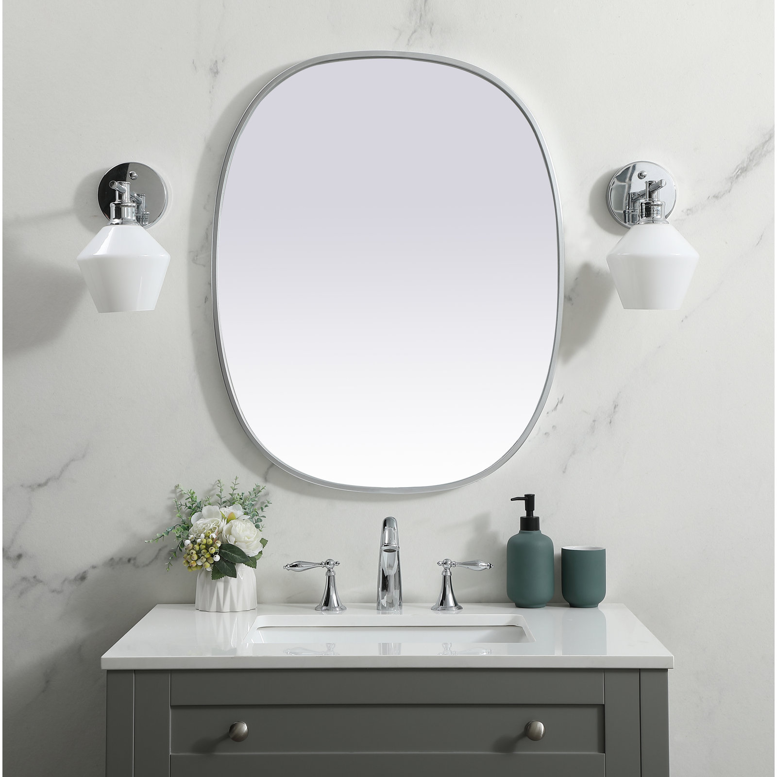 Sabine Accent Mirror, Silver, 30" x 24"