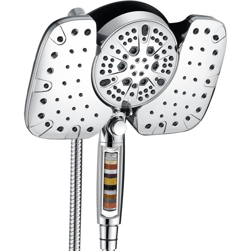 2-In-1 High-Pressure Shower Head Combo: 10" Rainfall & Handheld - 10 Settings, 2.5 GPM, 15-Stage Filter