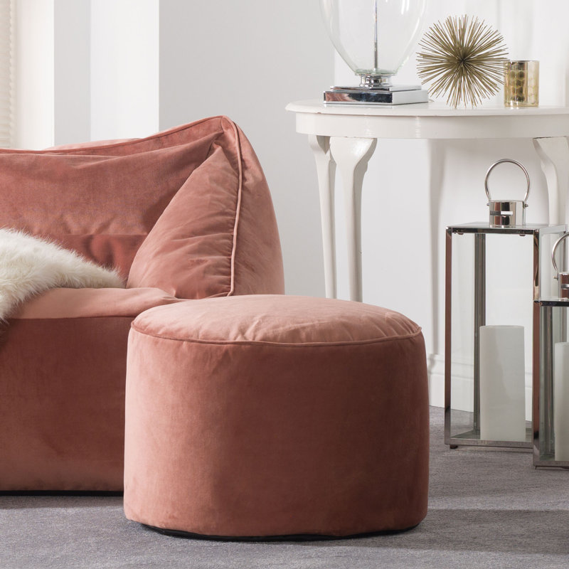 Milano 55Cm Wide Velvet Round Pouffe Ottoman, Dusk Pink