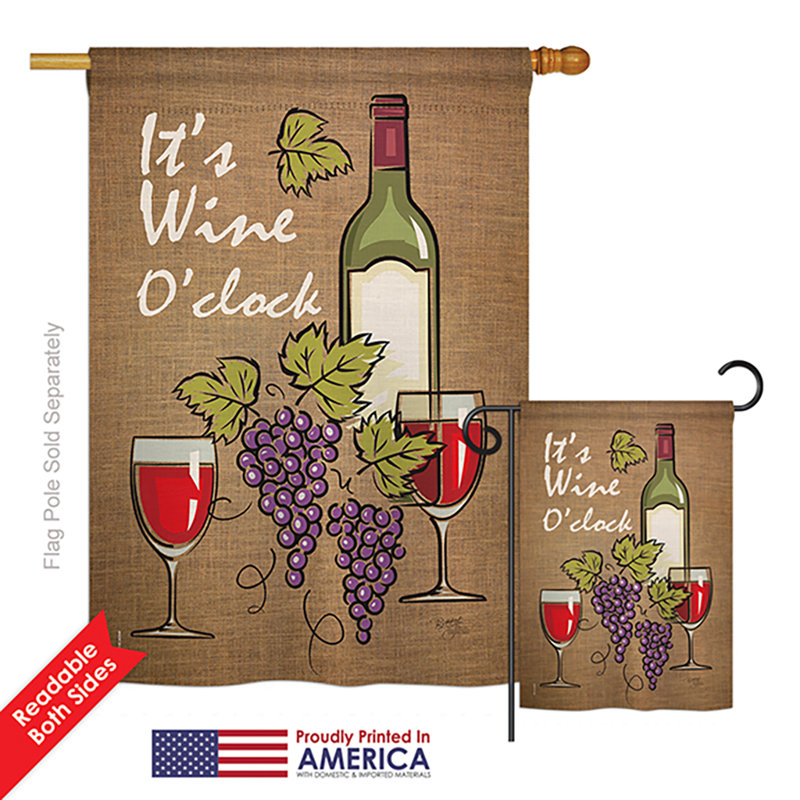 Ensemble de drapeaux en polyester 2 faces It's Wine Happy Hour and Drinks Impressions