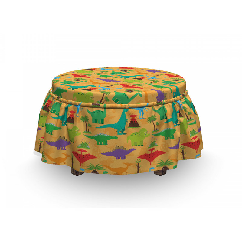 Housse pour repose-pieds dino plantes