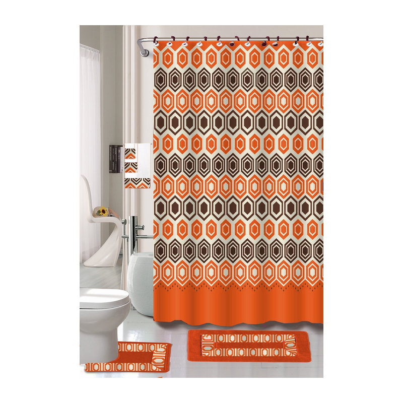 Geometric Shower Curtain with Hooks Included