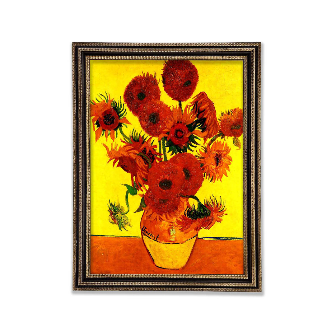 Gerahmtes Leinwandbild Van Gogh Stilleben Vase mit fünfzehn Sonnenblumen 3