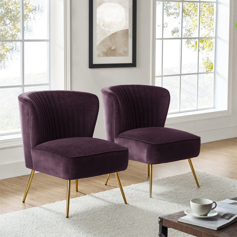 Fauteuil d'appoint Leona, Velours mauve