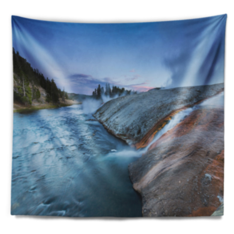 Geyser de polyester en shore de mer en tapisserie yellowstone avec accessoires suspendus inclus, H 32 po x l 39 po