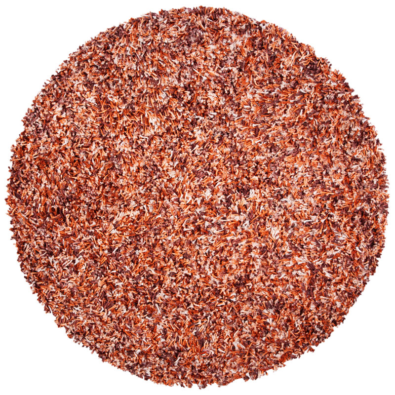 Poarch Shag Hand Loomed Performance Solid Color Rug, Round 6'
