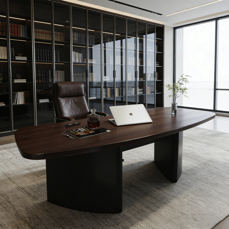 Bureau irrégulier en bois massif Minimalist - poste de travail créatif en noyer foncé pour bureau à domicile