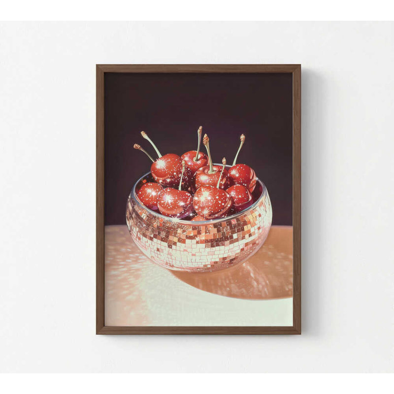 Affiche Disco Cherries - Prête à accrocher avec des options d'encadrement, H 30 po x l 40 po, Brown