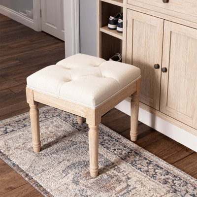 Petit banc de repose-pieds carré rembourré, siège confortable et élégant pour les chambres à coucher et les salles à manger, dimensions de 15,75 pouces