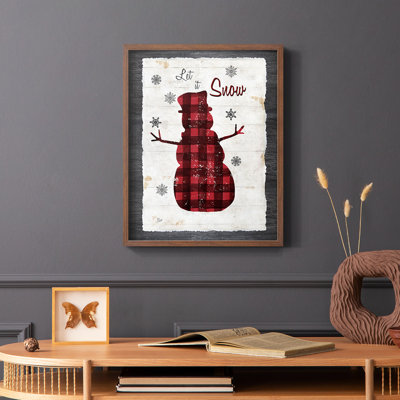 «Chequered Snowman I», reproduction encadrée - bois massif