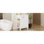 Meuble-lavabo blanc 24 po avec lavabo en céramique lisse, structure, poignées en métal, étagères à 2 niveaux, rangement sous l'évier, tablettes ouvertes en bois massif-259853360
