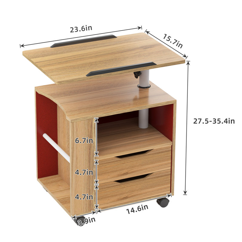 Chyrell 15.7'' W Unfinished Metal Nightstand, Oak