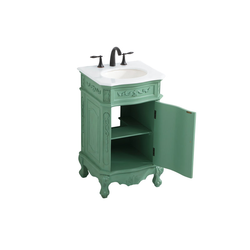 Ensemble de meuble-lavabo simple 21 po Lunette, Menthe rétro, Blanc Ivoire