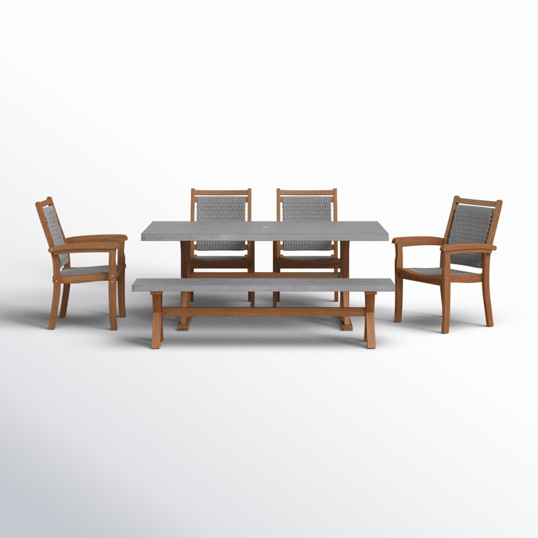 Fleur 74'' Rectangular 7 - Person Outdoor Dining Set