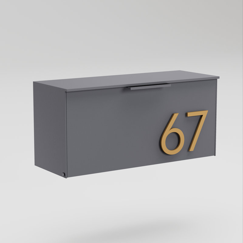 Boîte aux lettres murale Short Stack, Laiton, gris, Oui