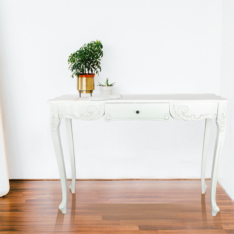 Console en bois massif 46 po Vine, Blanc