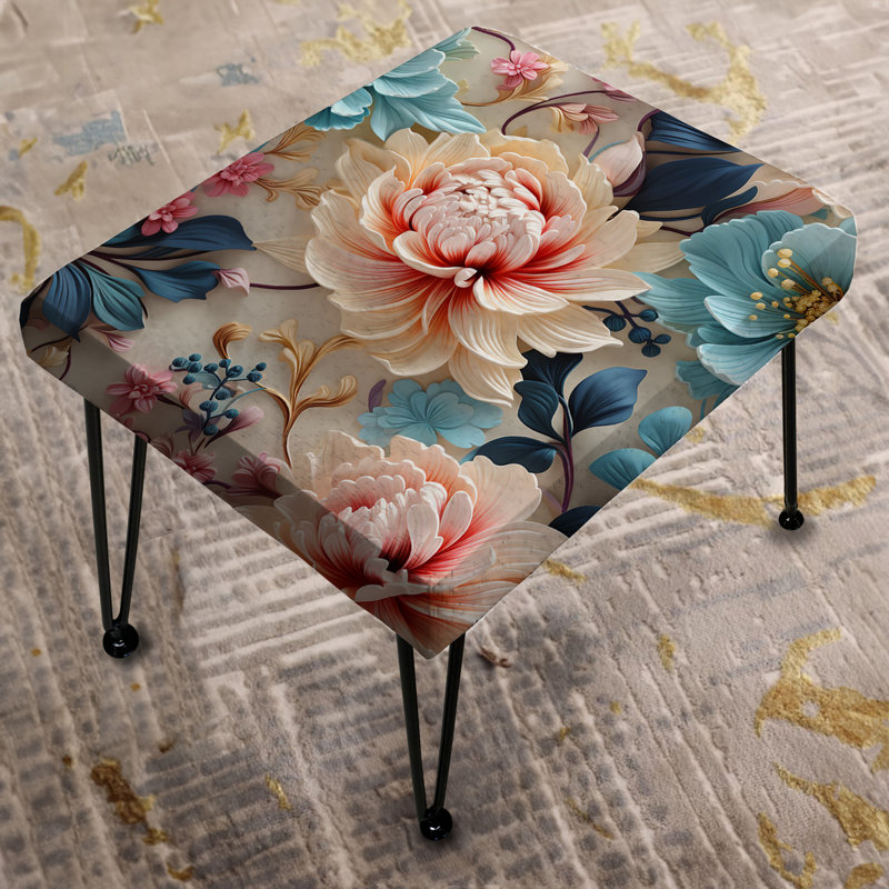Rococo Flower Spiral Victorian Pattern - Floral Rectangle Ottoman