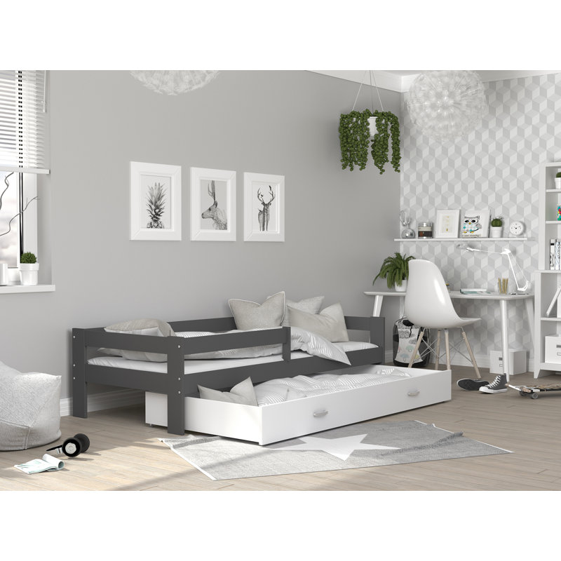 European Toddler (80 x 160cm) Drawer Bed, No, Grey/White