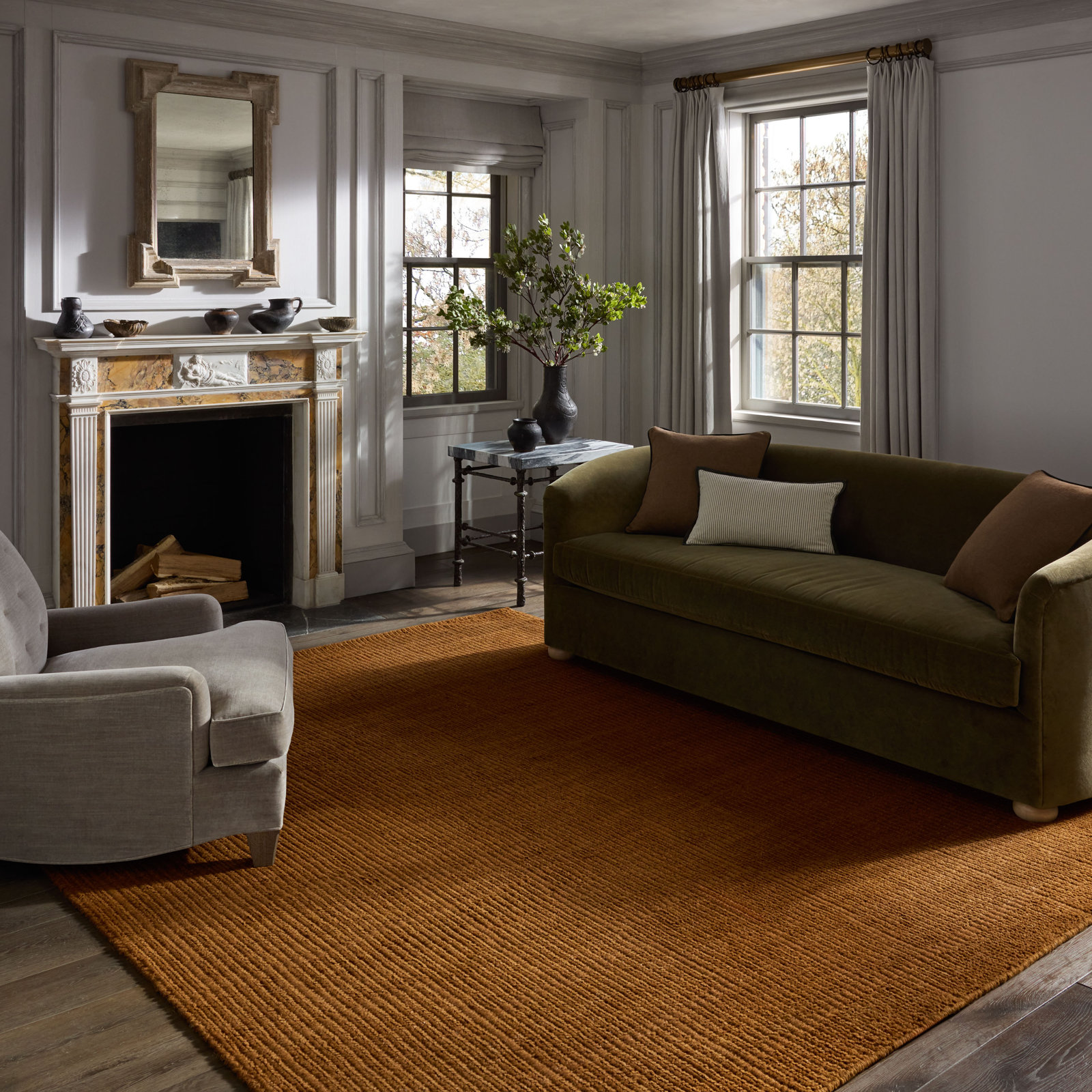 Jeremiah Brent x Loloi Greenwich Gold Hand-Woven Rug, Rectangle 7'9" x 9'9"
