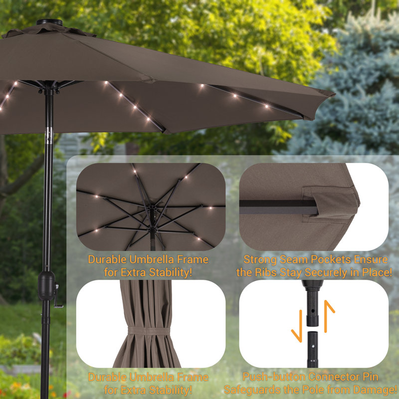 Parasol de marché pour terrasse 9 pi, Taupe