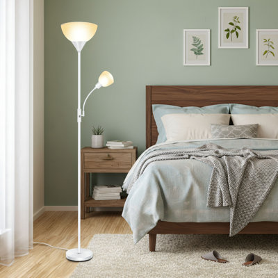 Lampe torche blanche haute: avec lampe de lecture réglable, interrupteur à trois positions, conception d'angle, convient à divers espaces (ampoule non incluse).