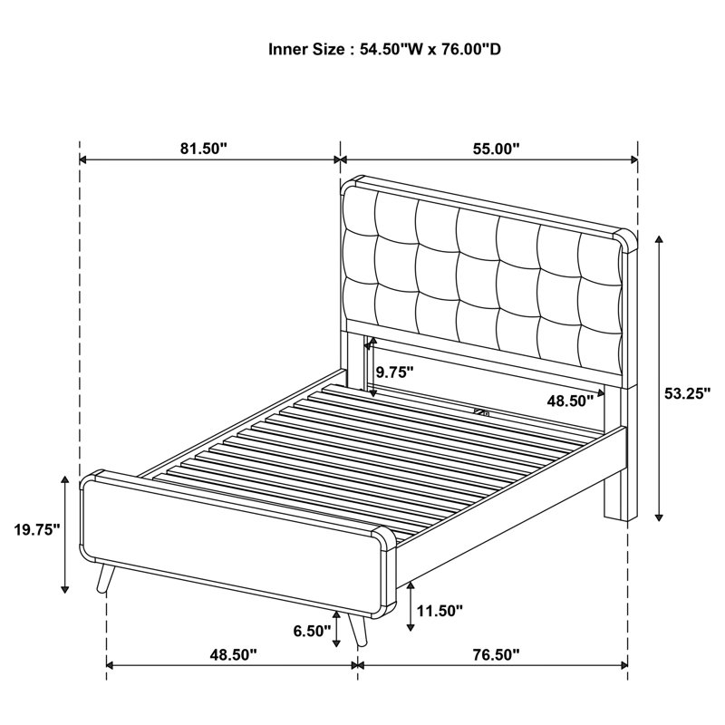 Ensemble de chambre à coucher double 4 pièces Darrein, Double