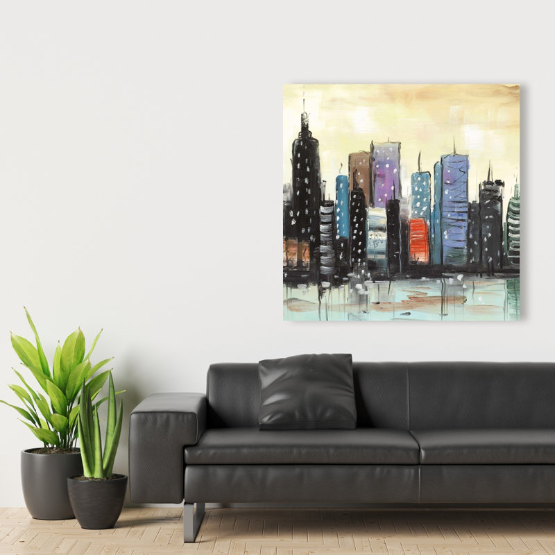 Horizon sur paysage urbain abstrait - décor de toile contemporaine