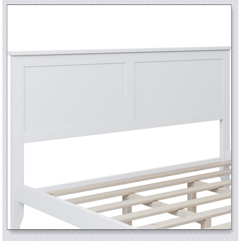Modern White Solid Wood Platform Bed