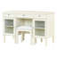 Meuble-lavabo multifonctionnel 2 en 1 avec miroir caché, compartiments de rangement et tabouret contemporain pour le vestiaire de la chambre.
