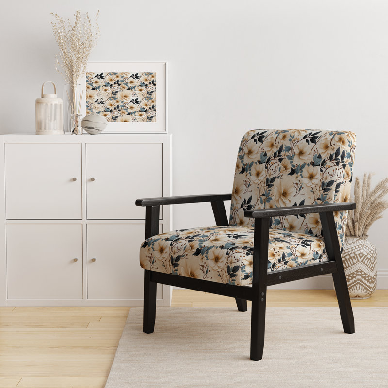 Chaise avec accoudoirs rembourrée White Elegance Minimalist Floral I