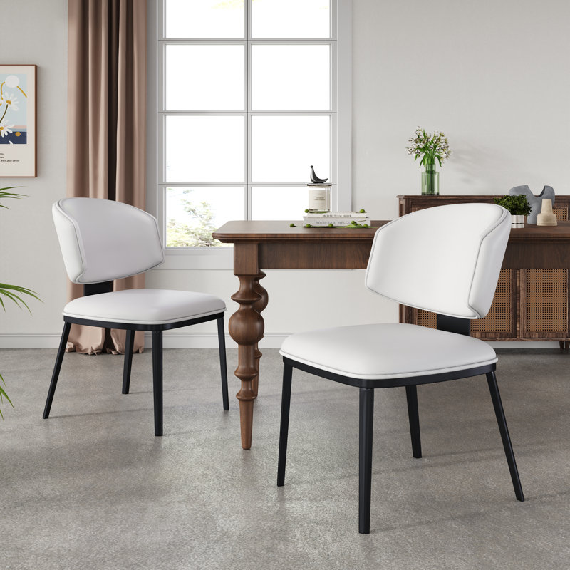 Bugarin PU Leather Upholstered Dining Chairs, White