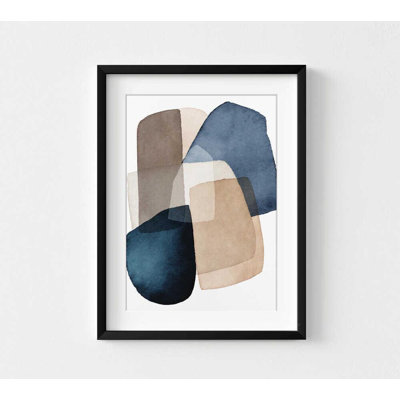 Navy & Neutrals Abstract Shapes – Modern Minimalist Art Print