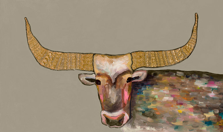 «Golden Bull - Putty» par Eli Halpin, reproduction d'art sur toile, H 32 po x l 54 po