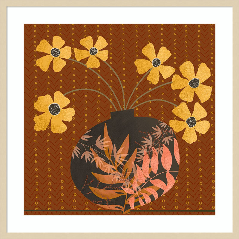 «Autumn Flower Vase I» par Regina Moore, impression sur bois encadrée, 33" H x 33" W