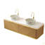 Meuble-lavabo de salle de bain de 60 po DIPA, armoire de rangement flottante en contreplaqué avec tiroir, capteur de lumière, 2 vasques en céramique à motif de pierre et plateau en pierre frittée, pré-assemblé-126528783-126528784