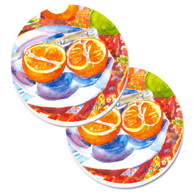 Ceramic Round 2 Piece Car Coaster Set