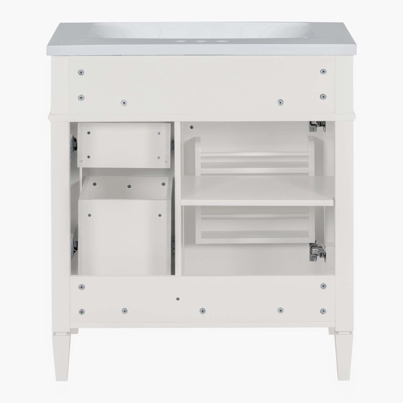 30'' Single Bathroom Vanity with Top, White