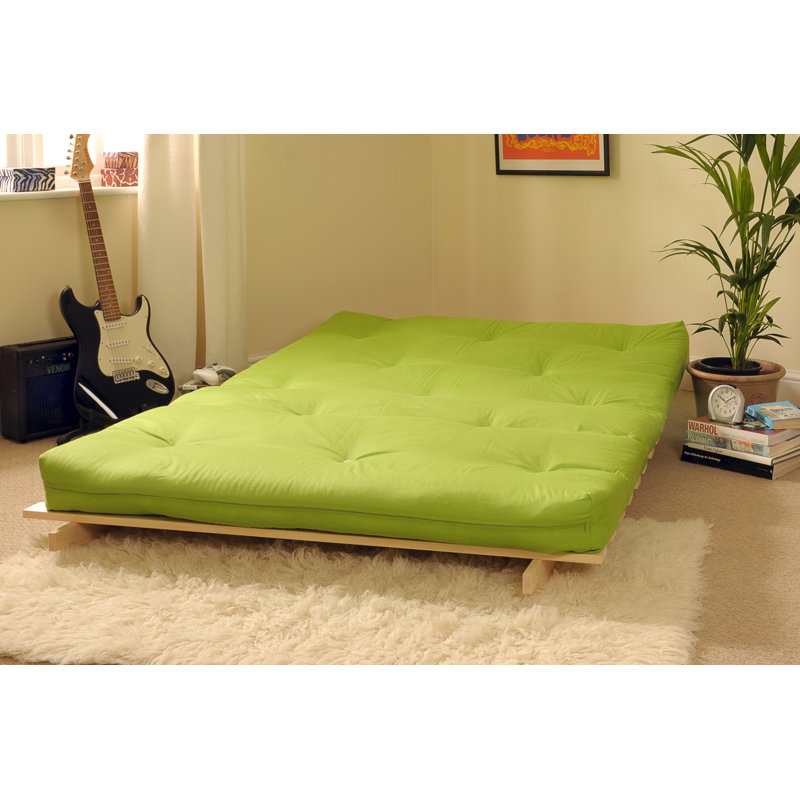 Arlete Upholstered Futon And Mattress, Lime, 76cm H x 135cm W x 78cm D