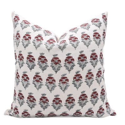 Fabdivine Mormukut Boho Chic Handcrafted Linen Pillow Cover Designer Block Print Cushion for Sofa & Bedroom-16X16 Inch