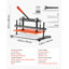 Machine de découpe du cuir 36 x 26 cm, plaque de gaufrage, découpe manuelle, pression de 1500 kg, course de 12 mm, double arbre de guidage, pour tissu, papier et silicone