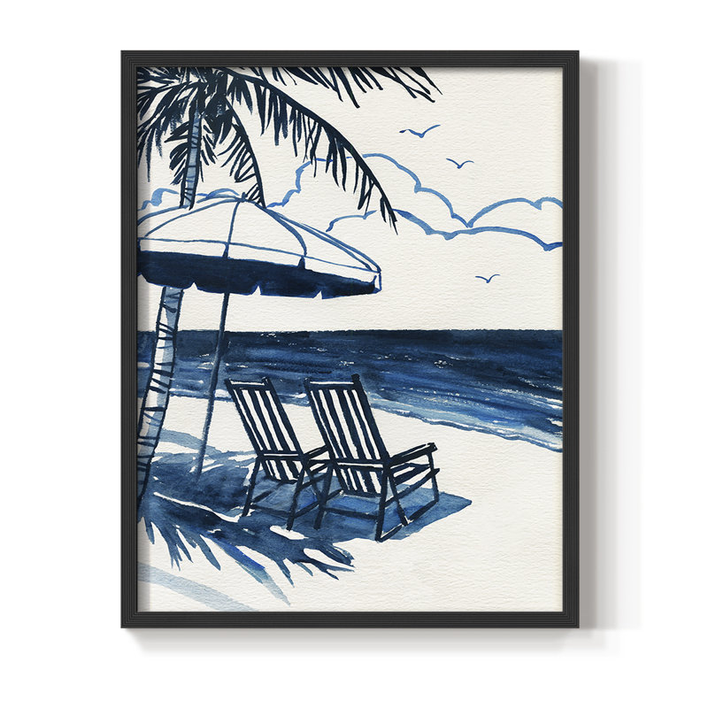 Reproduction encadrée de côte de Palm Beach - bois massif, H 30 po x l 24 po, Noir, noir, noir, noir