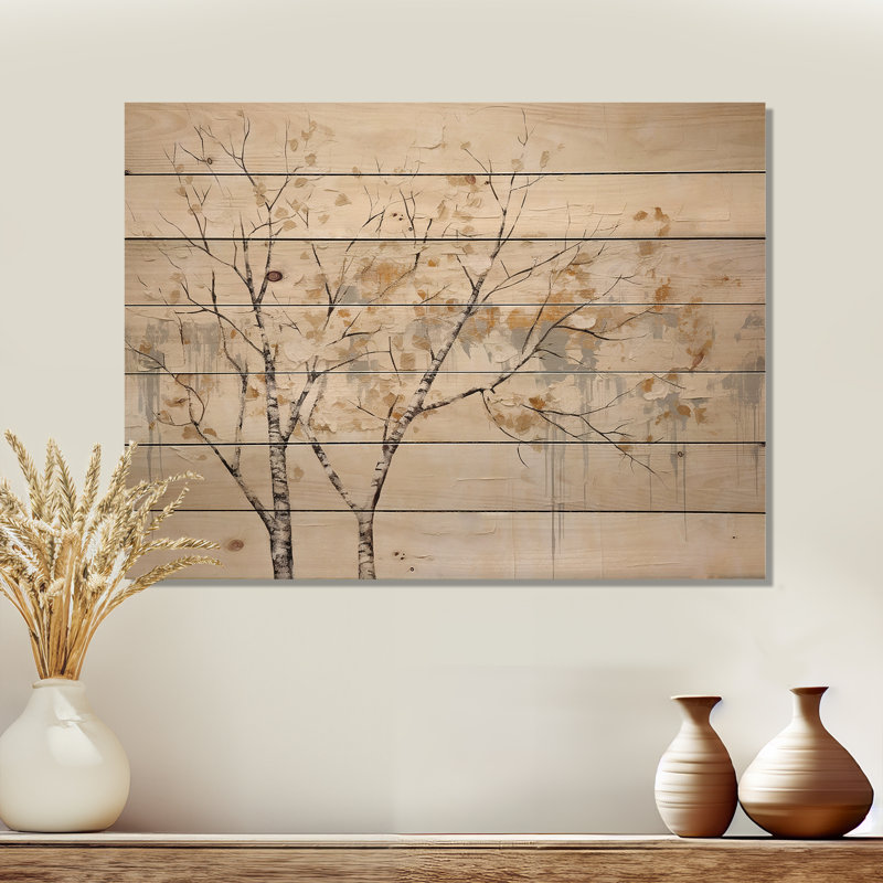Harmonisation des arbres beiges, panneau mural en bois sur bois de pin naturel, H 30 po x l 40 po
