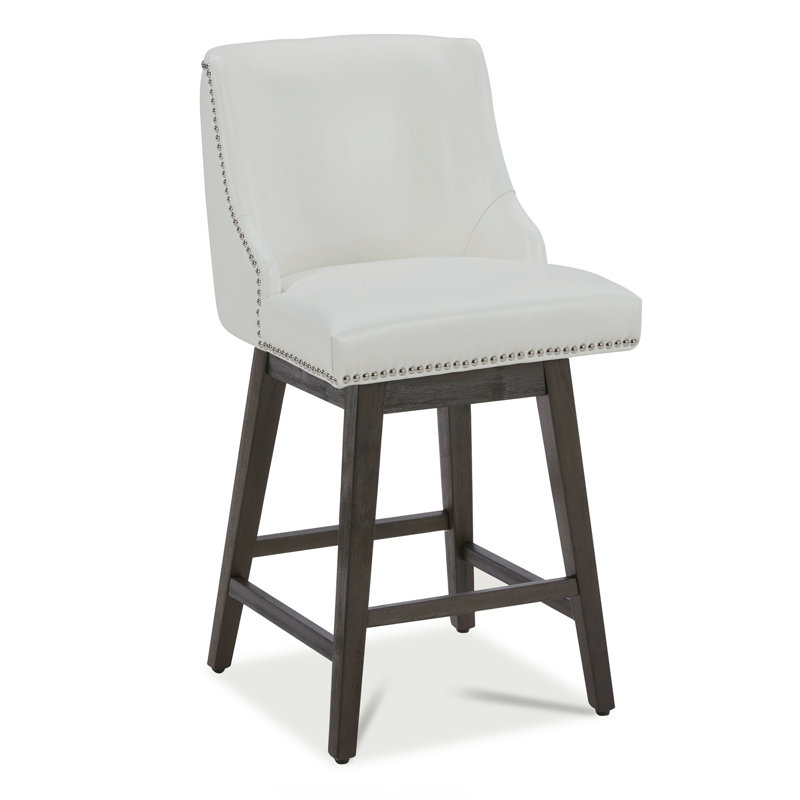 Shurma Swivel Upholstered Counter Stool, White, 36" H x 19.7" W x 22" D